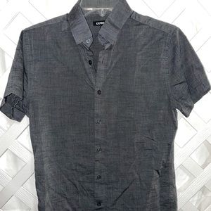 Gray Express Short-Sleeve Button Up Shirt